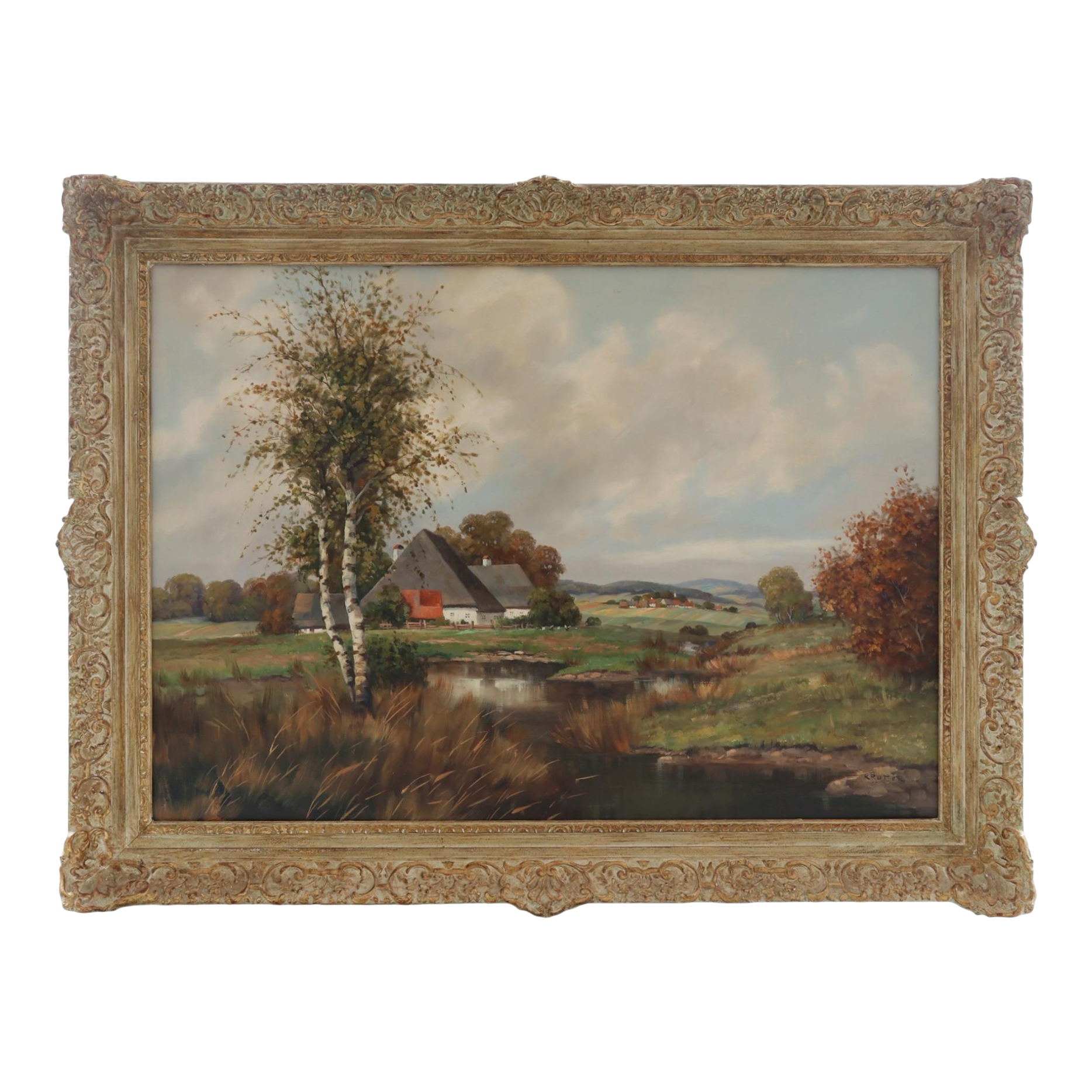 １９世紀A. Carruthers Gould 風景油彩画　証明書付き　縦 19世紀A. Carruthers Gould 風景油彩画 証明書付き 縦 19世紀A