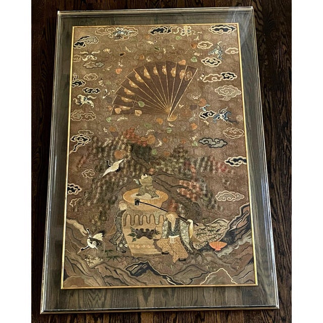 Japanese Silk Embroidery Tapestry Meiji Period For Sale - Image 14 of 18
