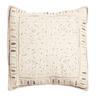 Maze Brown Hand Embroidered Pillow For Sale