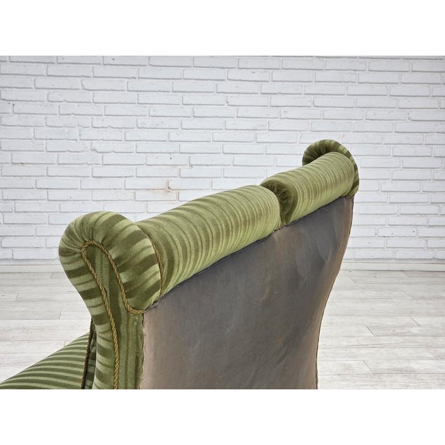 Wood Vintage Danish Two-Seater Sofa in Green Furniture Velour, 1950s For Sale - Image 7 of 18