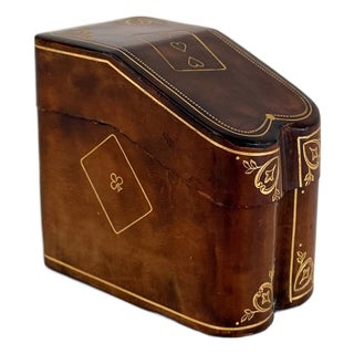 Vintage Italian Gilt Tooled Leather Card Box For Sale