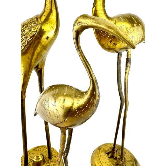 Mid-Century Modern Vintage Mid Century Tall 19-Inch Brass Crane Sculptures, Set of 3 For Sale - Image 3 of 12