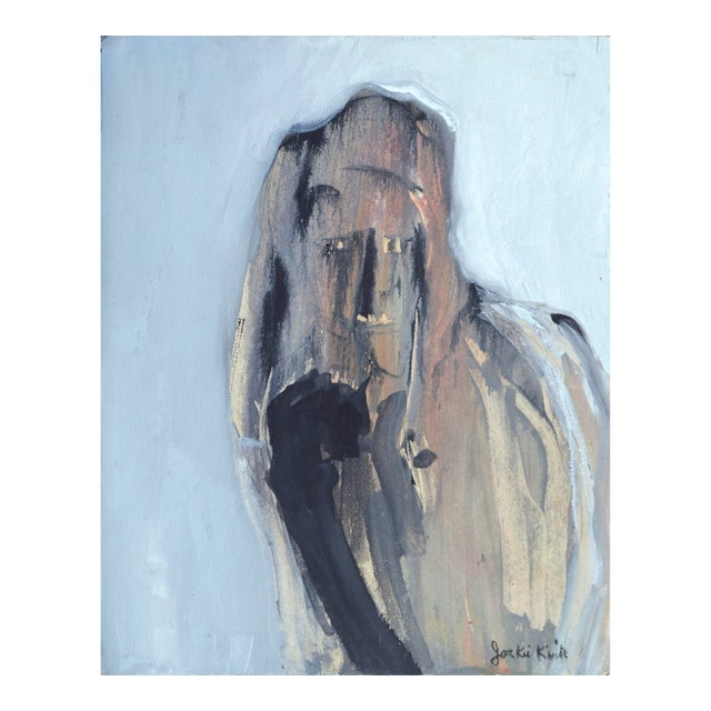 Vintage Abstract Expressionist Figurative Oil Painting, Style of Edvard Munch by Jacqueline (Jackie) Kirk For Sale