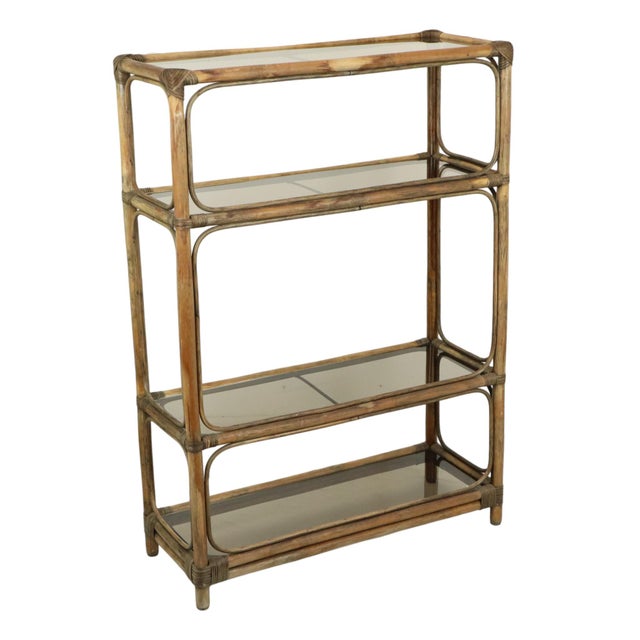 Vintage Boho Shelf Bookcase Bamboo and Smoked Glass, 1960s For Sale - Image 11 of 18