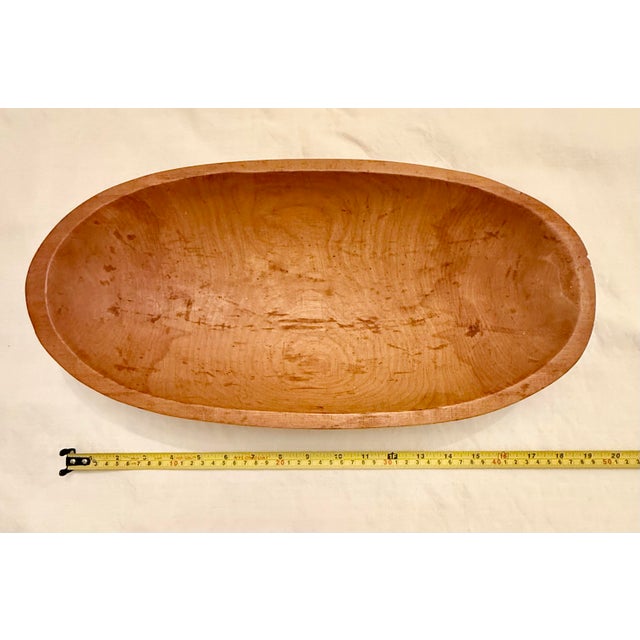 Vintage Primitive 17 3/4” Wooden Oval Dough or Trencher Bowl For Sale - Image 9 of 12