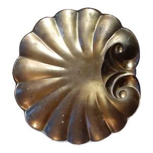 Vintage Solid Brass Shell Shape Ribbed Trinket Holder