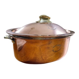 Early 1900s Christofle Copper and Silver Lidded Pot From Grand Hotel Victoria in San Bernardino Switzerland For Sale
