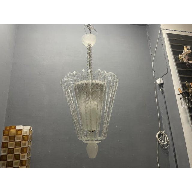 Reticello Murano Glass Pendant Light, Italy, 1940s For Sale - Image 15 of 18