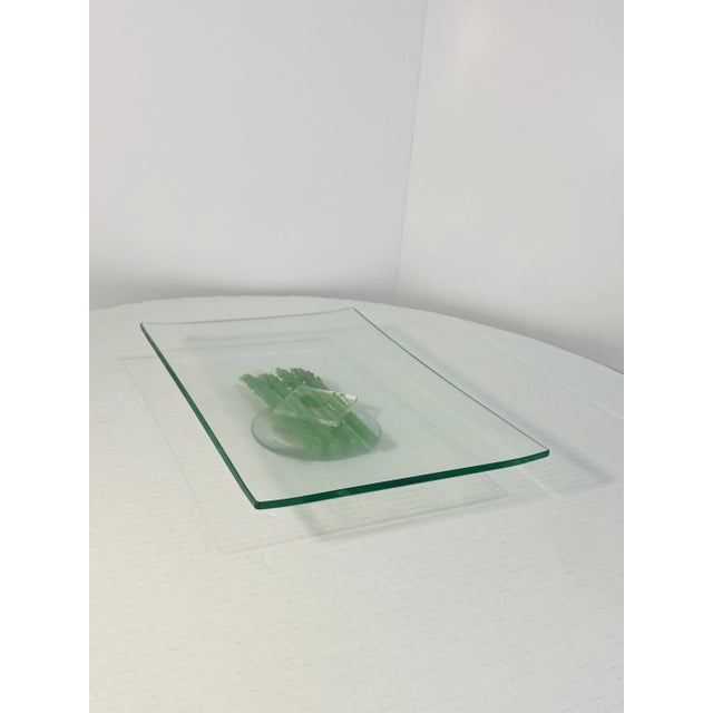 Vintage Rectangular Asparagus Glass Fused Platter For Sale In Miami - Image 6 of 12