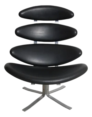 Corona Chair in Black Leather by Erik Jørgensen