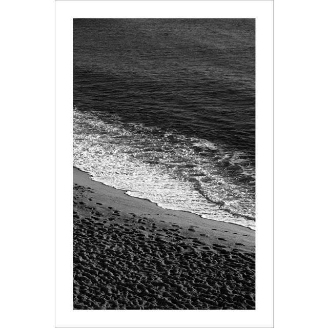 2021 "Sandy Shore with Foam" Black and White Seascape Giclée Print For Sale