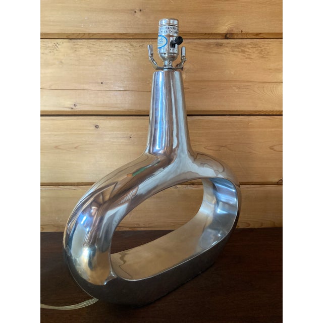 1990s Pair of Mid Century Metal Table Lamps For Sale - Image 5 of 7