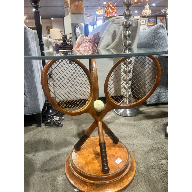 Bring charm to your home or patio with this unique Vintage Tennis Racket Side Table. Designed for both indoor and outdoor...