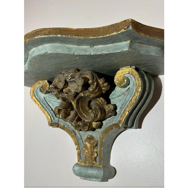 Traditional Large Vintage Gilt and Celadon Wall Brackets - A Pair For Sale - Image 3 of 11