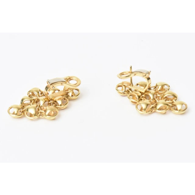 French 18 Karat Gold, Ruby and Diamond Chandelier Lever Back Pierced Earrings - 2 Pieces For Sale - Image 12 of 12