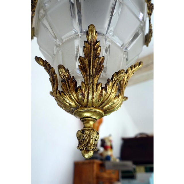 Gilt Bronze and Glass Pendant Light, 1930s For Sale - Image 4 of 7