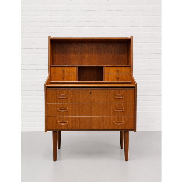 Arne Vodder Mid Century Modern Teak Secretary Desk – Scandinavian Writing Desk With Storage, C. 1960’s For Sale - Image 4 of 15