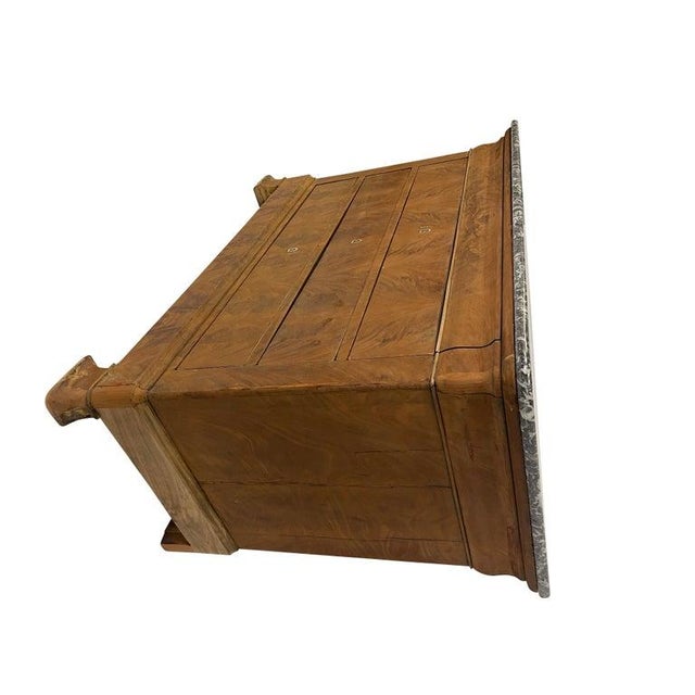 Louis Philippe 19th Century Louis Philippe Bleached Burled Walnut & Grey Marble Top Commode For Sale - Image 4 of 13