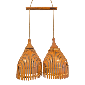 1960s Bohemian Wicker MCM Vintage Hanging Light Chandelier