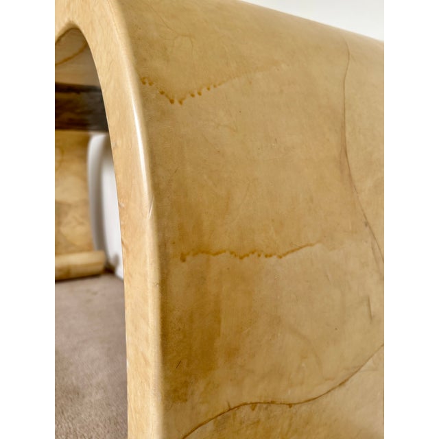 1970’s Karl Springer Attributed Lacquered Goatskin Console Table For Sale - Image 12 of 16