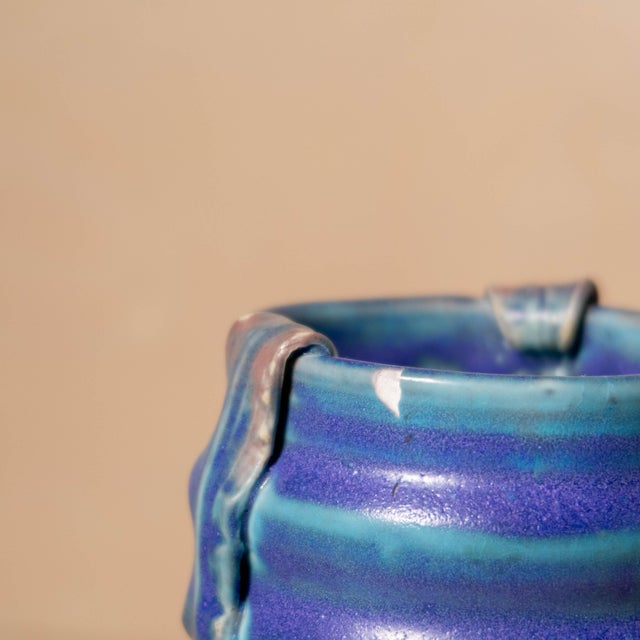 Ceramic Vintage 1992 Ceramic Studio Pottery Vibrant Ombre Cylindrical Vase Signed Ks For Sale - Image 7 of 12