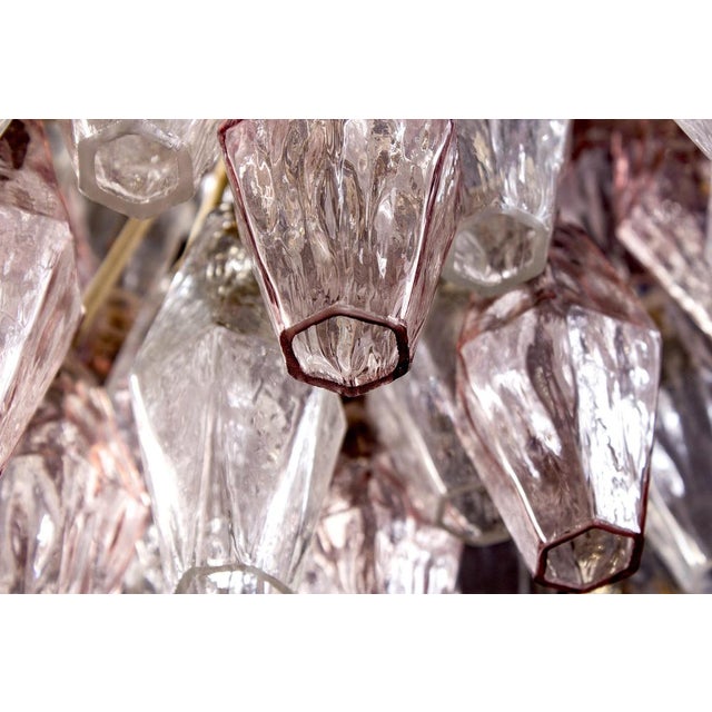 Pink and Ice Poliedri Chandelier attributed to Carlo Scarpa from Venini, 1955 For Sale - Image 10 of 15