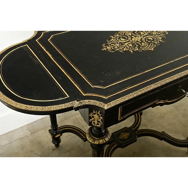 French 19th Century Louis XVI Style Ebonized Drop Leaf Desk For Sale In Baton Rouge - Image 6 of 12