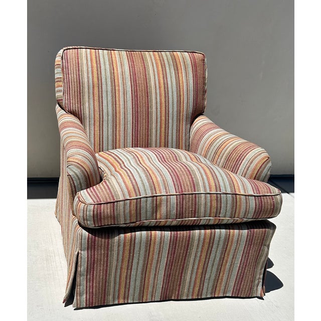 1980s Custom English Club Chair and Ottoman From the Collection of Anthony P. Browne For Sale - Image 5 of 5