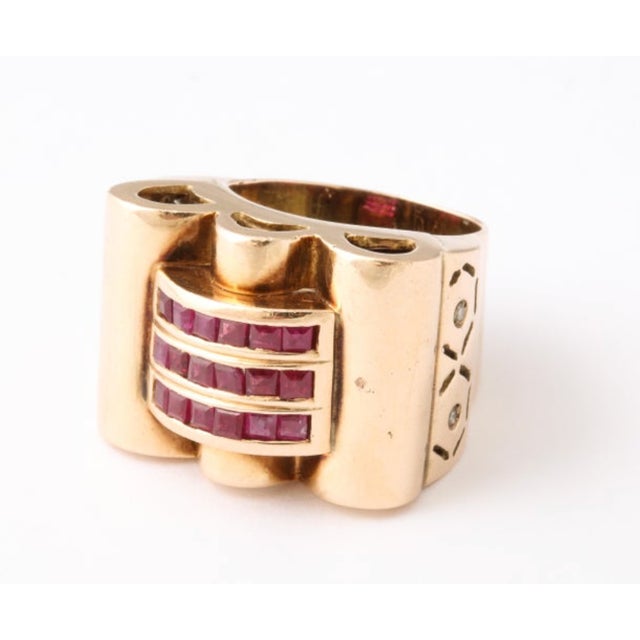 Gold Italian 14 Kt Rose Gold Ring Circa 1940s For Sale - Image 8 of 10