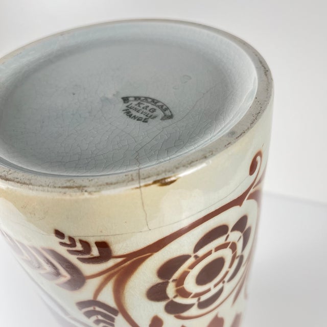 Ceramic Large Damascus Roll Vase from KG Lunéville, 1890s For Sale - Image 7 of 11