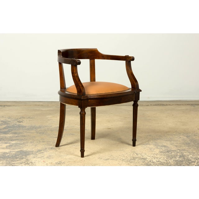 Late 19th Century French Empire Style Mahogany Barrel Back Desk Chair For Sale - Image 14 of 18