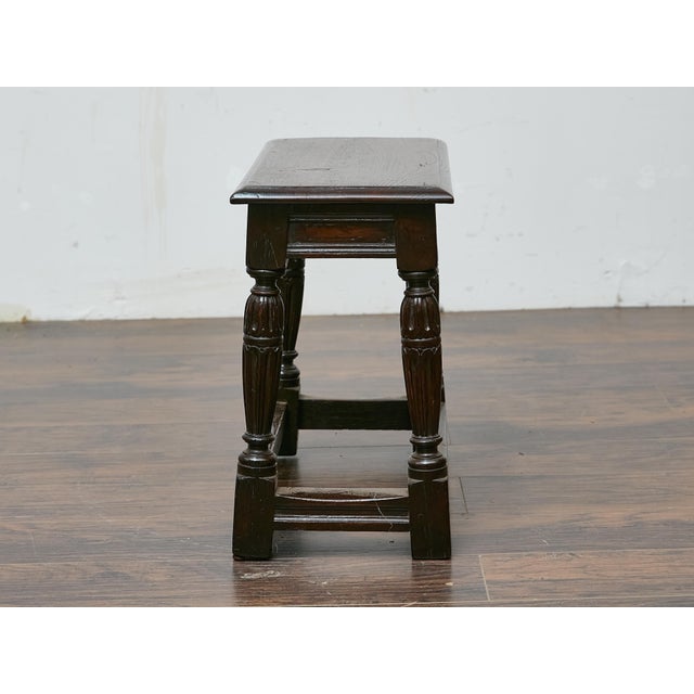 19th Century English Oak Joint Stool with Turned Legs For Sale - Image 9 of 12