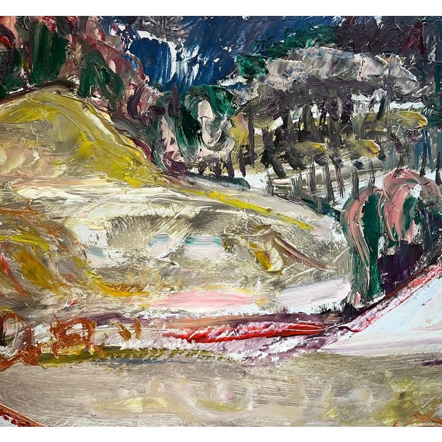 Modern Jean Krille, Landscape 123, Oil on Masonite, 1981 For Sale - Image 3 of 10