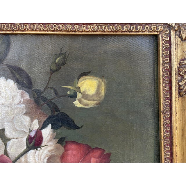 Still Life with Roses and Fruits, 1950s, Oil Painting on Canvas, Framed For Sale - Image 12 of 18