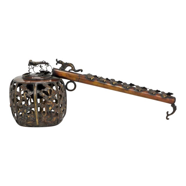 Japanese Yatate Bronze Inkwell, Brush Holder For Sale