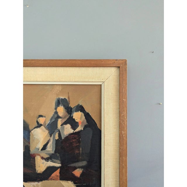 Paint 1957 Mid-Century Modern "Senoritas" Vintage Abstract Figurative Oil Painting by Swedish Artist Ivar Morsing, Framed For Sale - Image 7 of 12