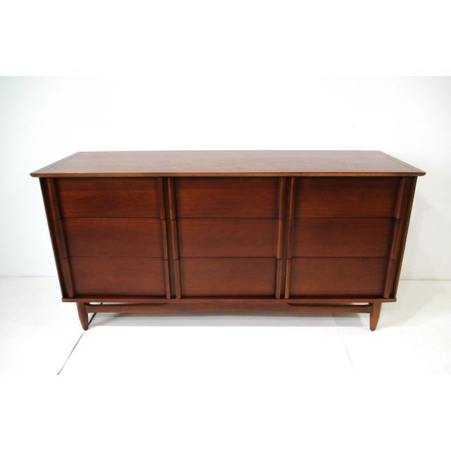 Mid Century Walnut Nine Drawer Dresser Chest by Dixie For Sale - Image 12 of 12