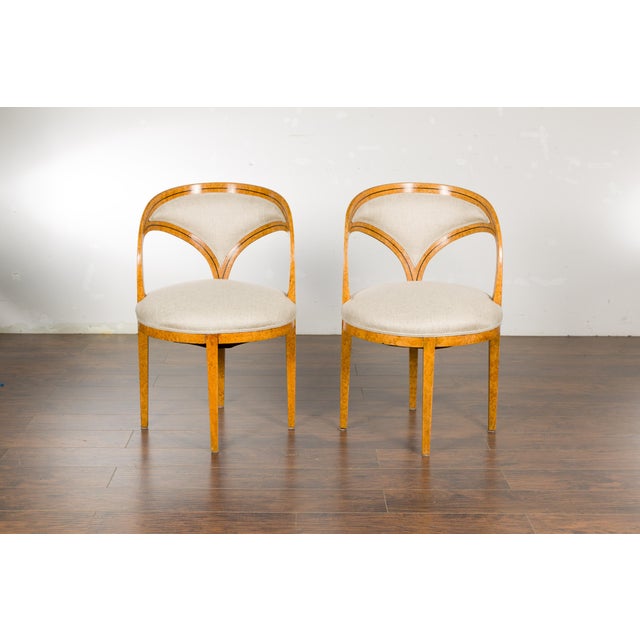 Biedermeier 19th Century Chairs with Ebonized Accents and New Upholstery, a Pair For Sale In Atlanta - Image 6 of 12