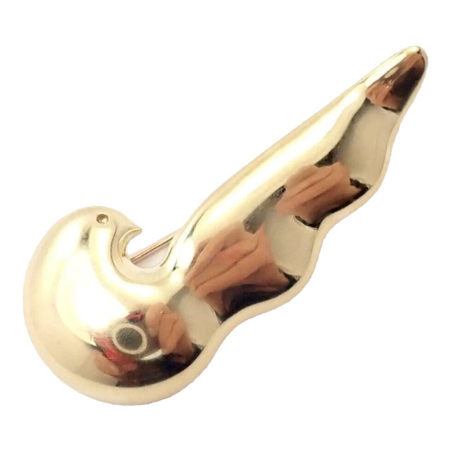 Tiffany & Co.. 18k Yellow Gold Paloma Picasso Dove Bird Pin Brooch 1981 For Sale