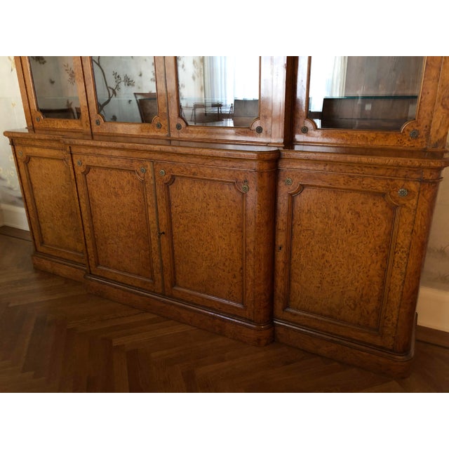 19th Century English Traditional Burlwood Bookcase/Breakfront For Sale - Image 10 of 11