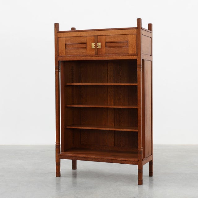 Jugendstil Oak Bookcase with Adjustable Shelves, Netherlands, 1890s For Sale - Image 15 of 15