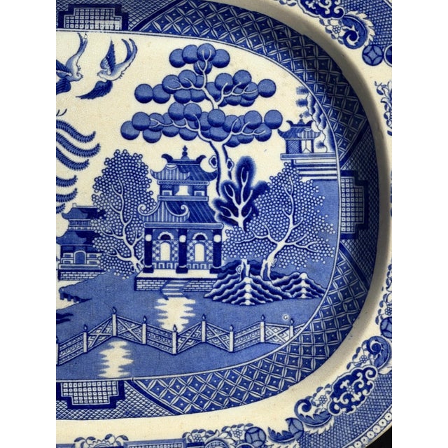 Blue Transferware Platter by Thomas Fell, England, 1825 For Sale - Image 4 of 11