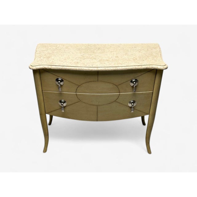 Late 20th Century Andre Groult Style, Art Deco, Parchment Paper, Faux Stone, Nightstand, 1990s For Sale - Image 5 of 10