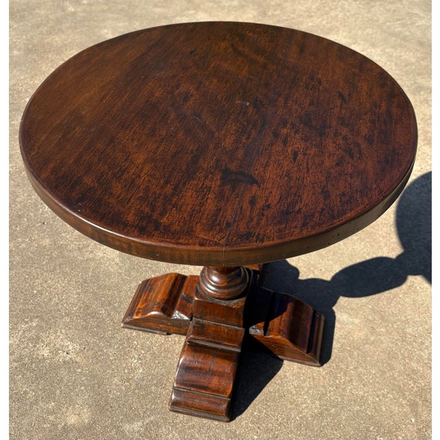 Vintage Round Pedestal Base Side or Drink Table For Sale - Image 4 of 6