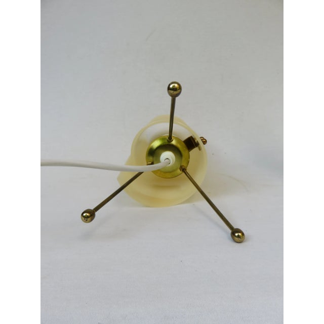 Brass Tripod Night Lights with Beige Acrylic Glass Shade, 1950s, Set of 2 For Sale - Image 9 of 12