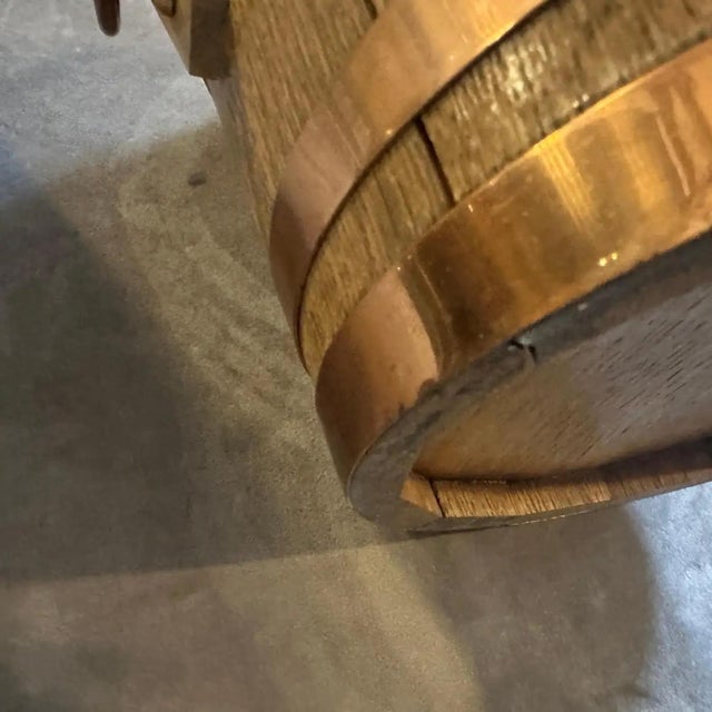 A 1960s Mid-Century Modern Oak and Copper French Wine Cooler For Sale - Image 4 of 14