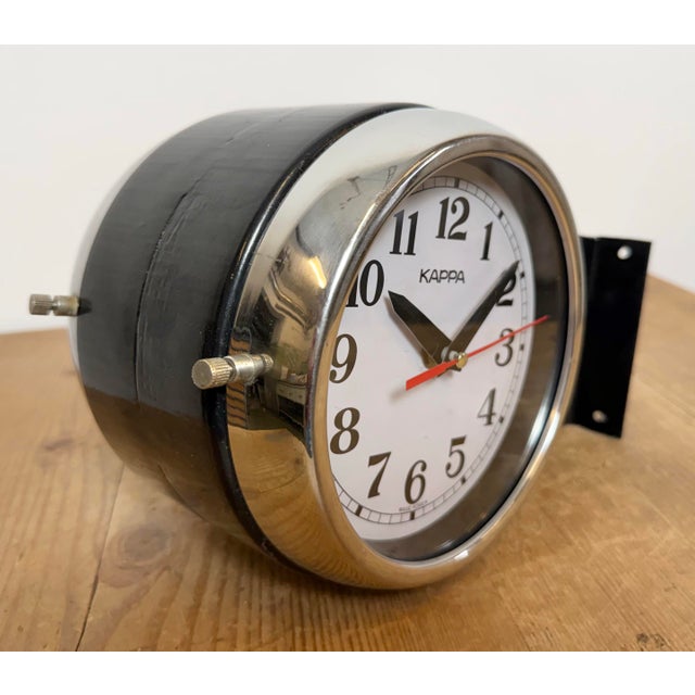 Vintage Black Kappa Ship Double Sided Wall Clock, 1980s For Sale - Image 9 of 18