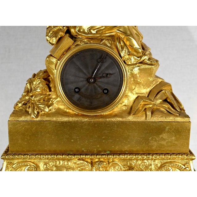 Gold Early 19th Century Golden Bronze Pendulum the Virgin with the Chair For Sale - Image 8 of 18