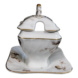 1980s Unmarked Honey Pot With Lid and Underplate For Sale