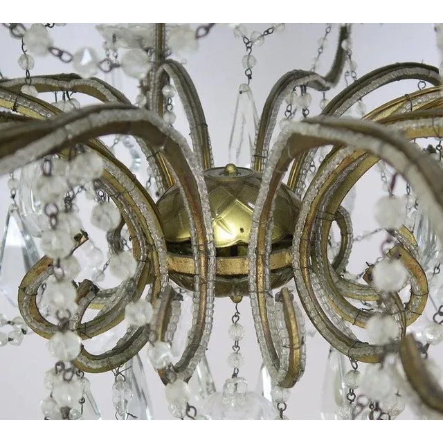 French 10-Light French Louis XV Style Crystal Beaded Chandelier, Circa 1930s For Sale - Image 3 of 11